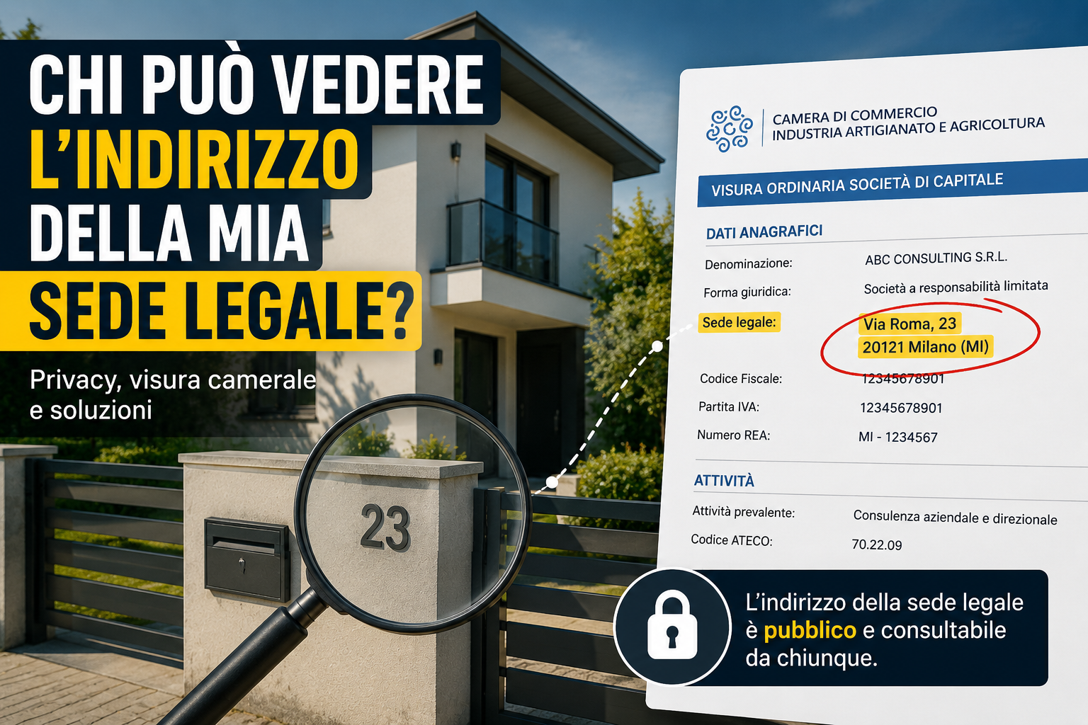 Chi può vedere l'indirizzo della mia sede legale